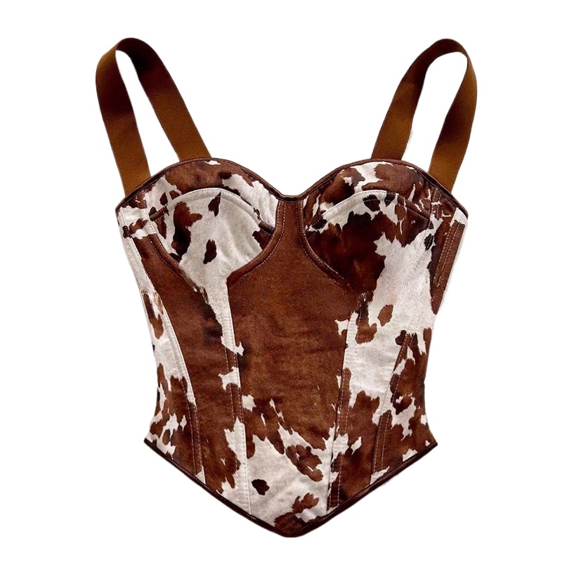 Women'S Vacation Accessories - Atasan Korset Wanita Motif Kulit Sapi
