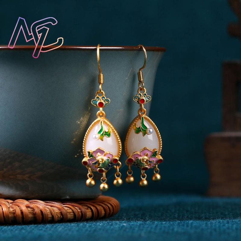 Anting Bunga Giok Alami Jimat  - Women'S Accessories Designer ulasan dan harga