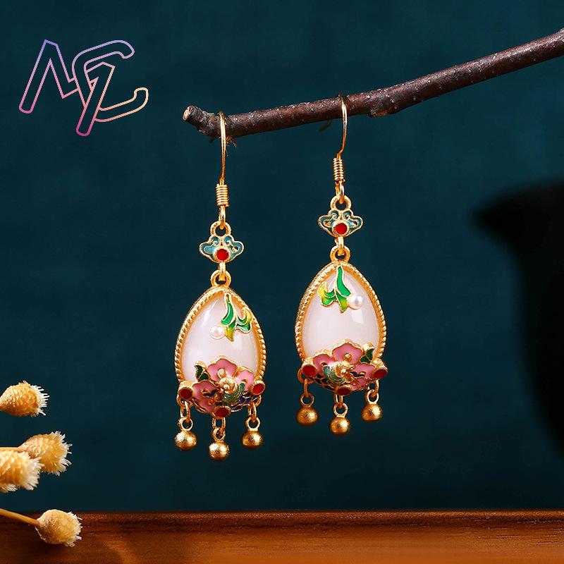 Anting Bunga Giok Alami Jimat  - Women'S Accessories Designer ulasan dan harga