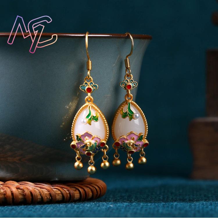 Anting Bunga Giok Alami Jimat  - Women'S Accessories Designer ulasan dan harga