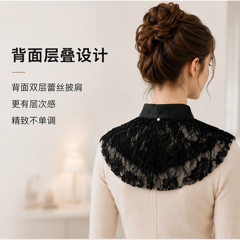 Kerah Palsu Berenda Bunga Eleg - Accessories Woman ulasan dan harga